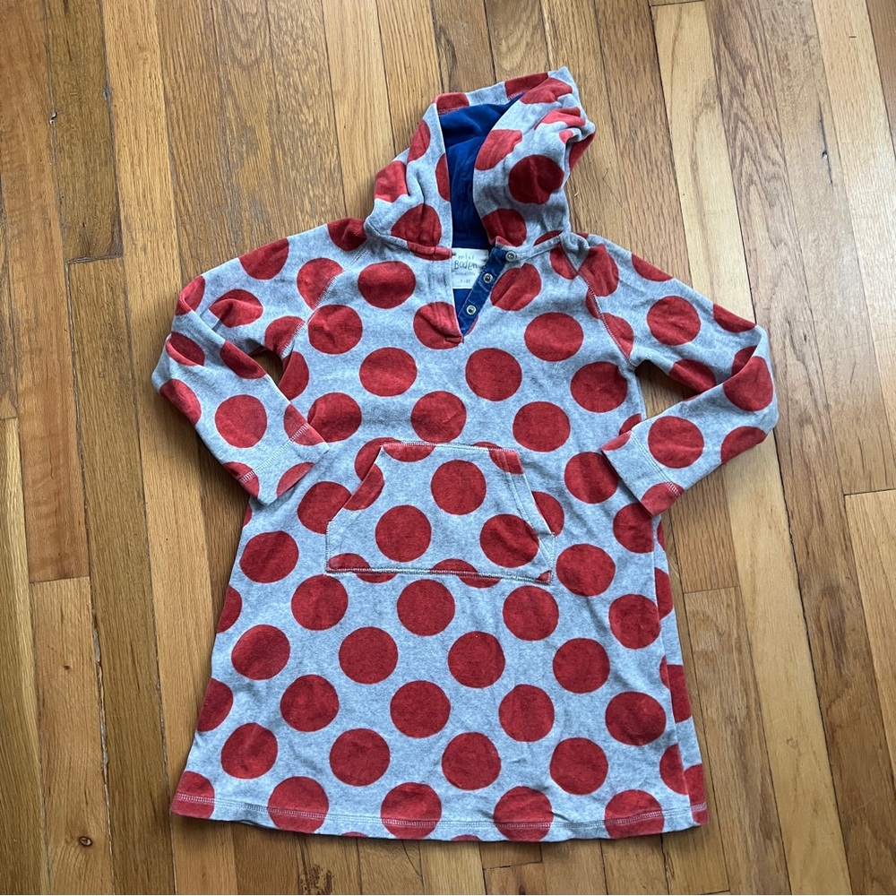 Mini Boden red polka dot velvet dress